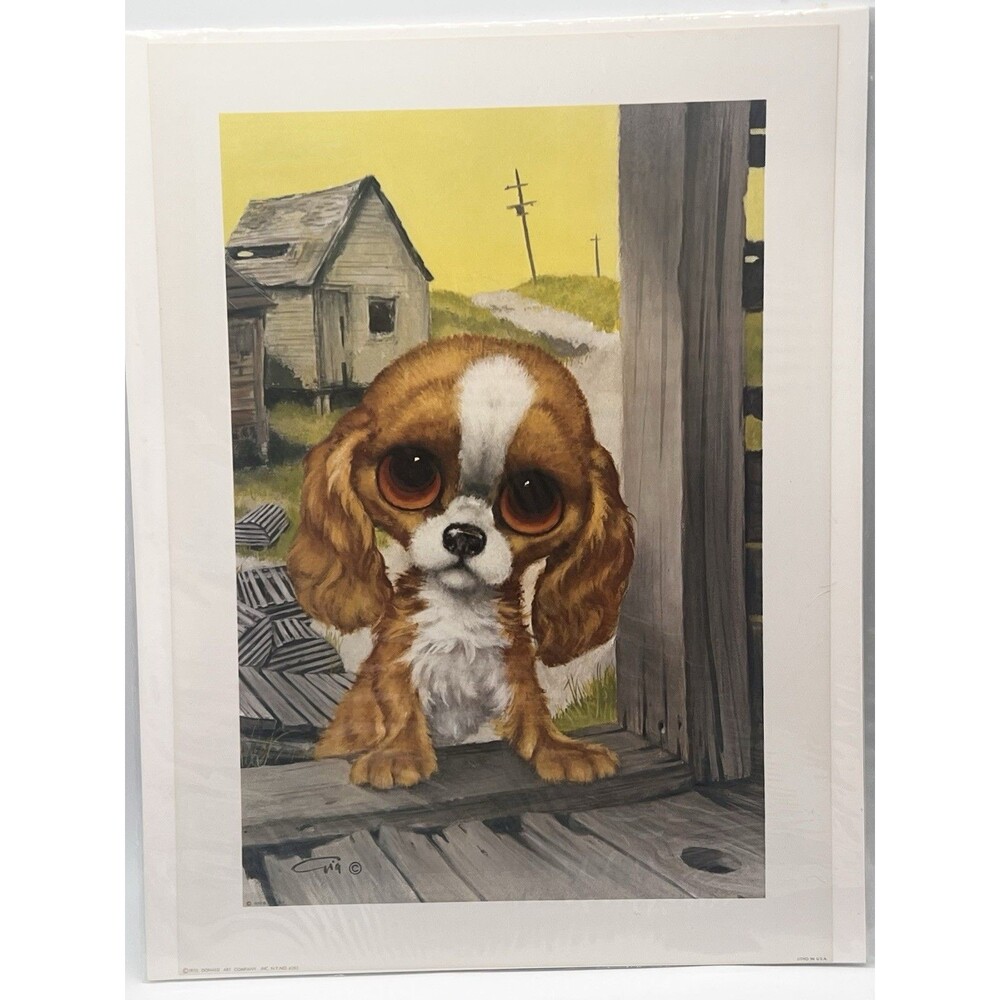 1970 Gig Pity Puppy Big Eyes Lithograph DAC #6283 Mid century kitsch art New